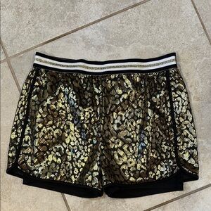 NWT! Ideology Girls Gold Leopard Athletic Running Shorts XL Bike Shorts Liner